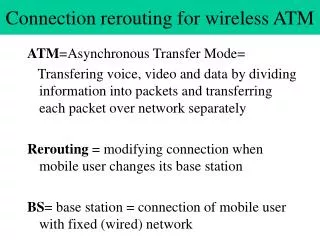 Connection rerouting for wireless ATM