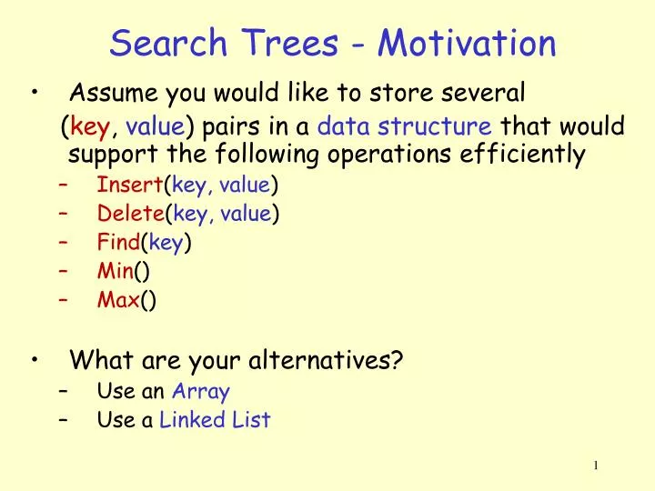 search trees motivation