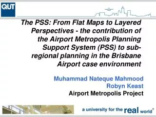 Muhammad Nateque Mahmood Robyn Keast Airport Metropolis Project