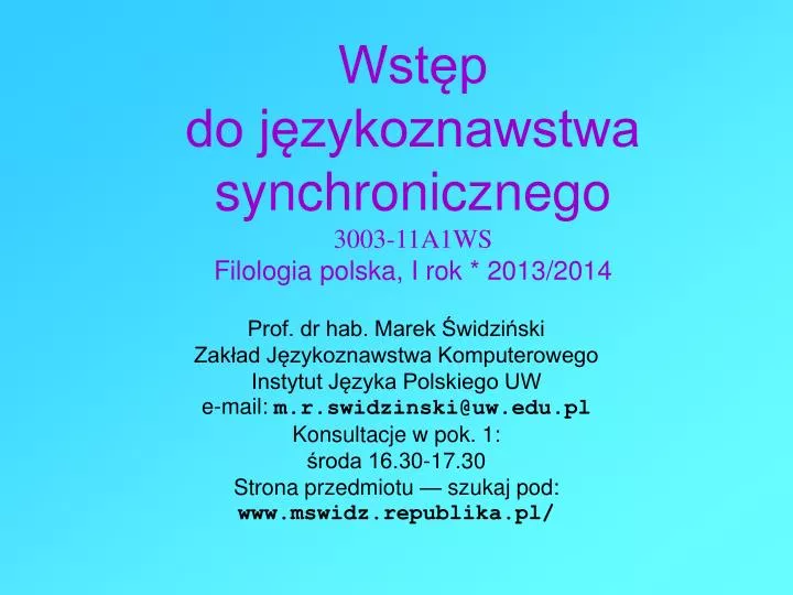 wst p do j zykoznawstwa synchronicznego 3003 11a1ws filologia polska i rok 2013 2014