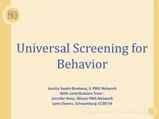 Universal Screening for Behavior