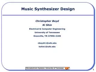 Music Synthesizer Design