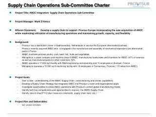 Supply Chain Operations Sub-Committee Charter