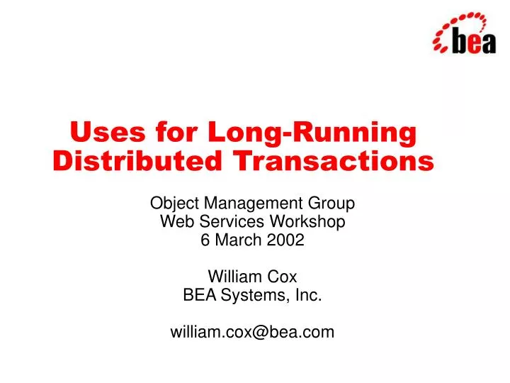uses for long running distributed transactions