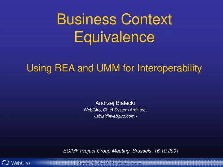 business context equivalence using rea and umm for interoperability