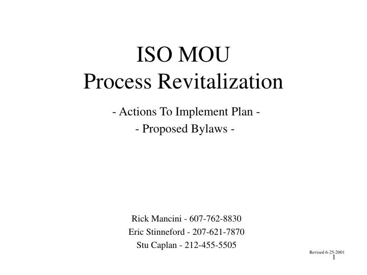 iso mou process revitalization actions to implement plan proposed bylaws