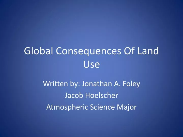 global consequences of land use