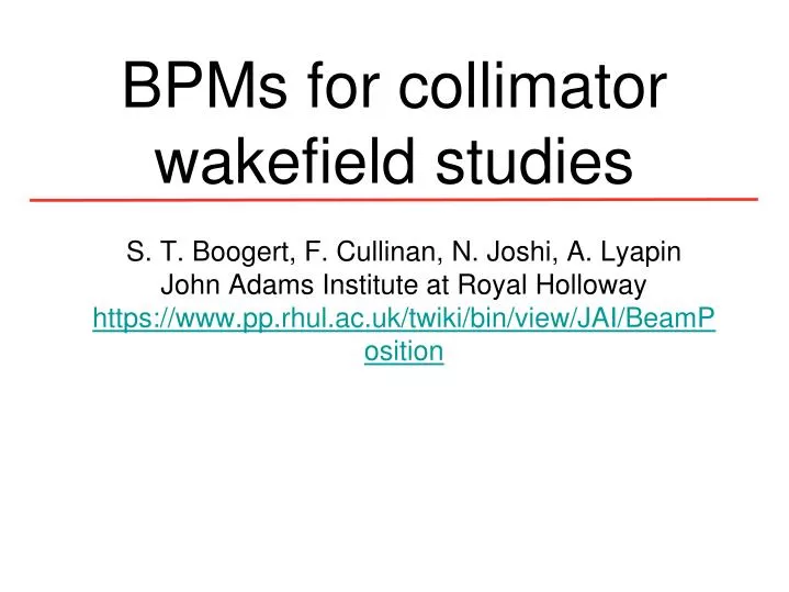 bpms for collimator wakefield studies