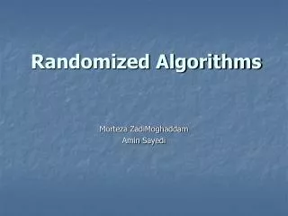 Randomized Algorithms