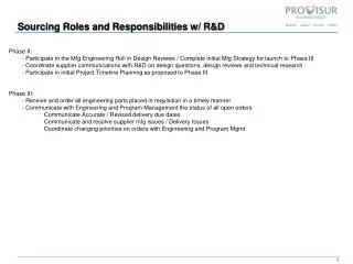 Sourcing Roles and Responsibilities w/ R&amp;D