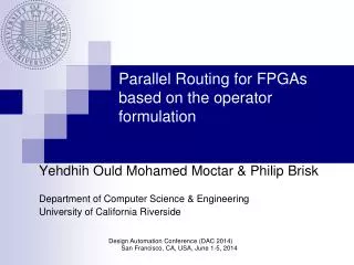 Parallel Routing for FPGAs based on the operator formulation
