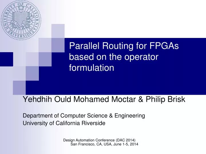 parallel routing for fpgas based on the operator formulation