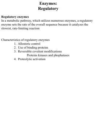 Enzymes: Regulatory