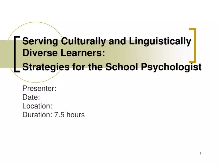 serving culturally and linguistically diverse learners strategies for the school psychologist