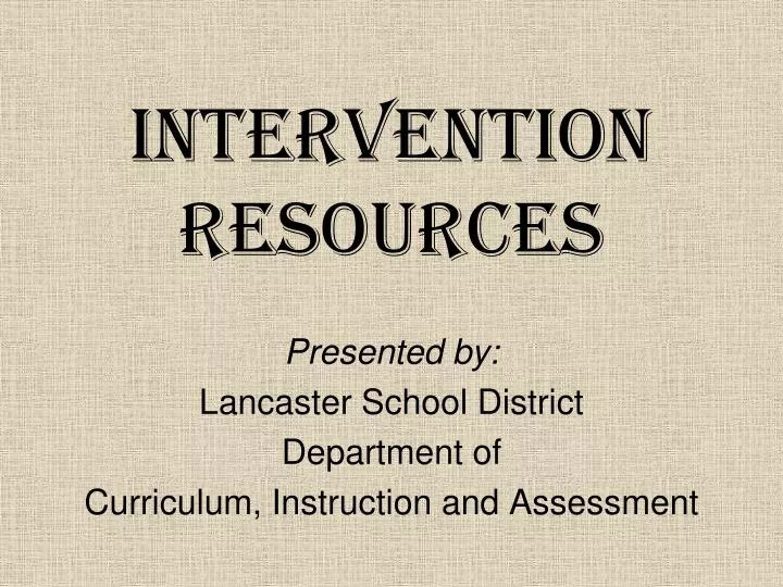 intervention resources