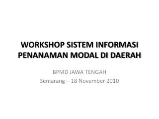 workshop sistem informasi penanaman modal di daerah