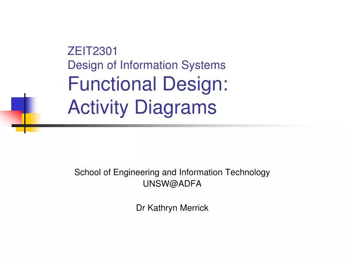 zeit2301 design of information systems functional design activity diagrams