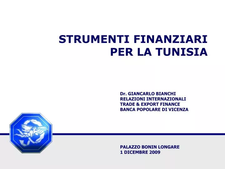 strumenti finanziari per la tunisia