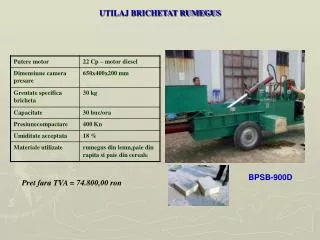 utilaj brichetat rumegus
