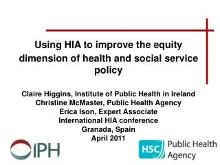 Using HIA to improve the equity dimension of health and social service policy