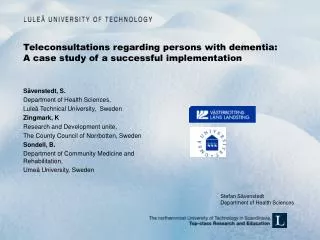 Teleconsultations regarding persons with dementia: A case study of a successful implementation