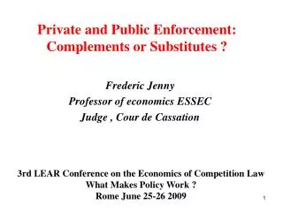 Private and Public Enforcement: Complements or Substitutes ?