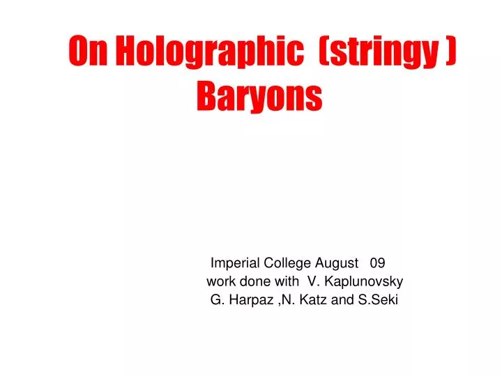 on holographic stringy baryons