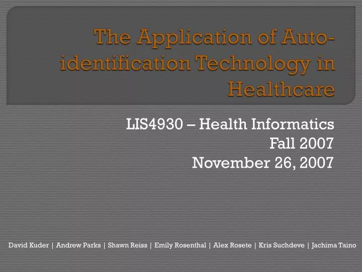 the application of auto identification technology in healthcare