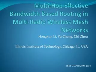 Multi-Hop Effective Bandwidth Based Routing in Multi-Radio Wireless Mesh Networks