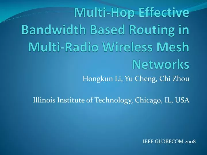 multi hop effective bandwidth based routing in multi radio wireless mesh networks
