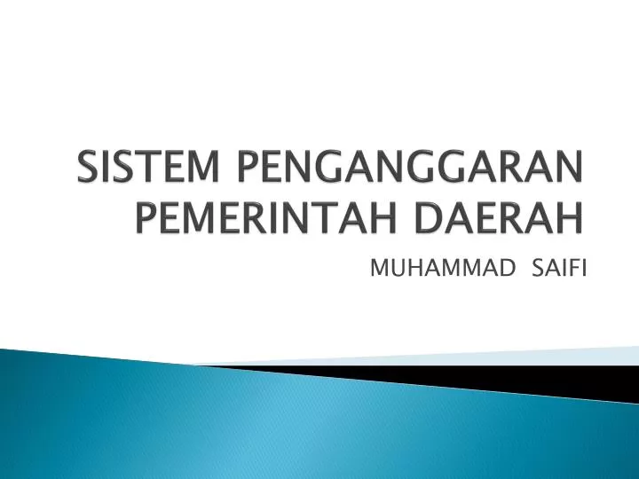 sistem penganggaran pemerintah daerah