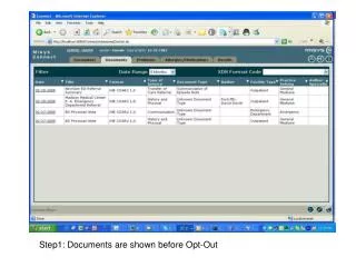 Step1: Documents are shown before Opt-Out