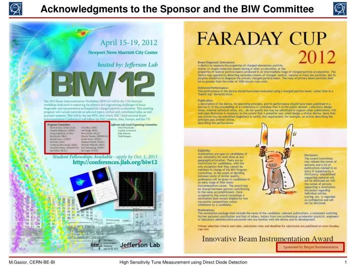 acknowledgments to the sponsor and the biw committee