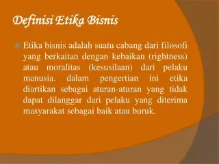 definisi etika bisnis