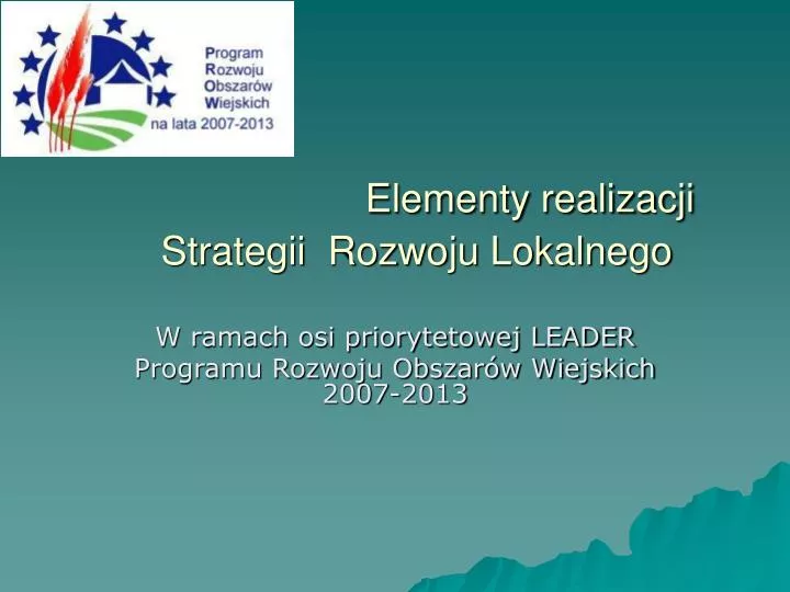 elementy realizacji strategii rozwoju lokalnego