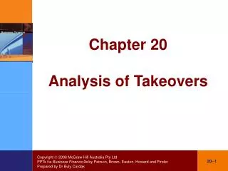 Chapter 20 Analysis of Takeovers
