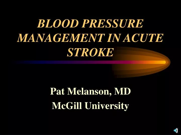 blood pressure management in acute stroke