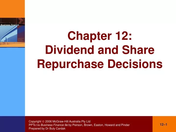 chapter 12 dividend and share repurchase decisions