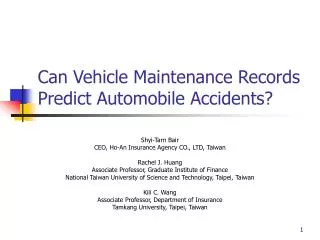 Can Vehicle Maintenance Records Predict Automobile Accidents?