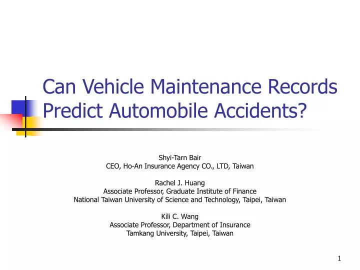 can vehicle maintenance records predict automobile accidents