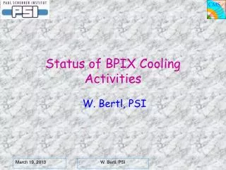 Status of BPIX Cooling Activities