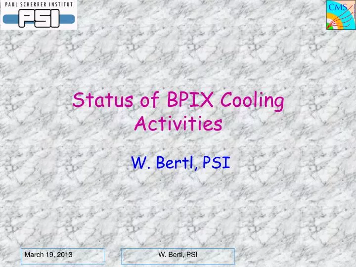 status of bpix cooling activities