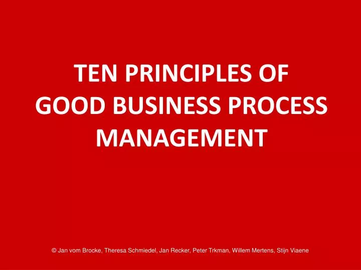 t en principles of good business process management