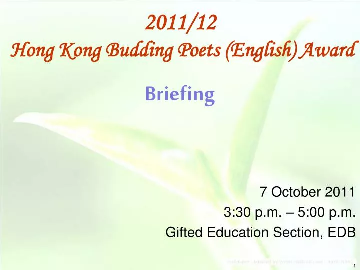 briefing 7 october 20 11 3 30 p m 5 00 p m gifted education section edb