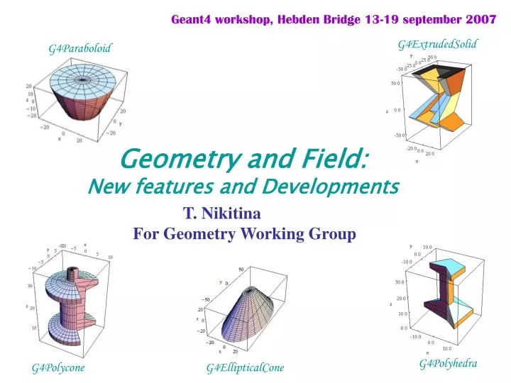 geometry and field new features and developments