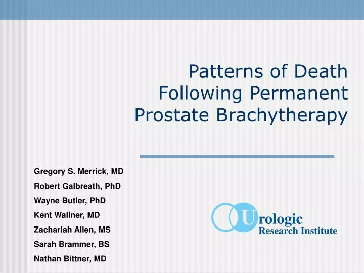 patterns of death following permanent prostate brachytherapy