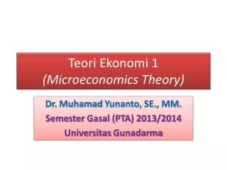 teori ekonomi 1 microeconomics theory