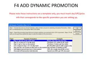 F4 ADD DYNAMIC PROMOTION