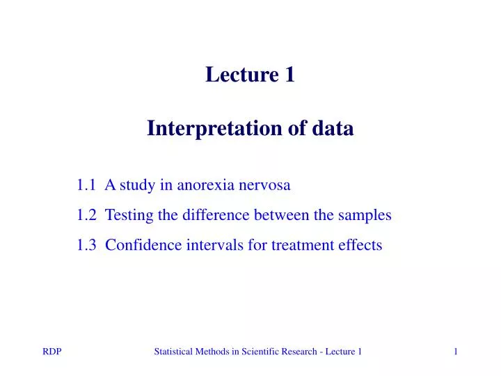 lecture 1 interpretation of data