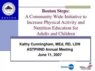 Kathy Cunningham, MEd, RD, LDN ASTPHND Annual Meeting June 11, 2007